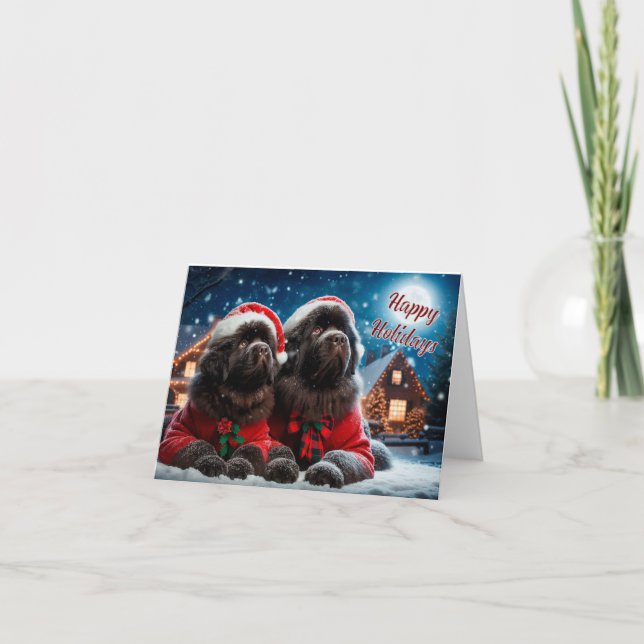 Festividades Cartão de Natal Feliz Férias da Terra Nova (Frente)