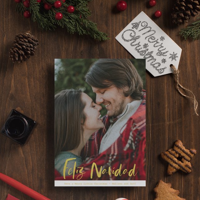 Festividades Cartão de Natal Feliz Navidad Photo (Feliz Navidad Photo Christmas Holiday Card)