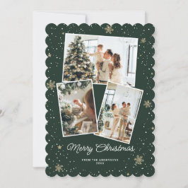 Festividades Cartão de Natal Feliz para a Colagem de Fotos Verd