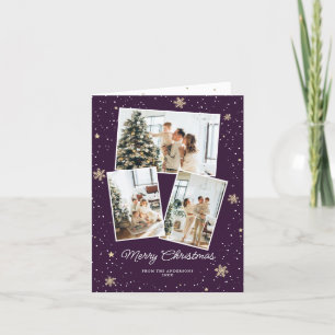 Festividades Cartão de Natal Feliz para Colagem de Fotos Roxo M