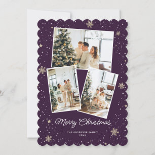 Festividades Cartão de Natal Feliz para Colagem de Fotos Roxo M