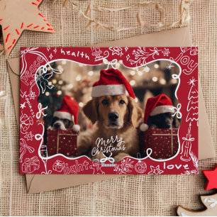 Festividades Cartão de Natal Feliz para Foto Desenhada à Mão
