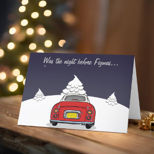 Festividades Cartão de Natal Feliz para o Carro Vermelho Figaro