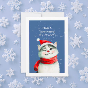 Festividades Cartão de Natal Feliz para o Gatinho
