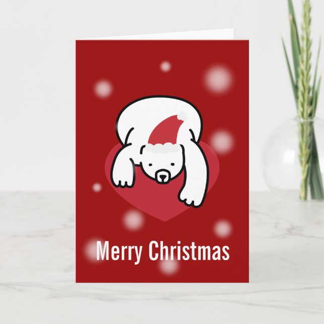 Festividades Cartão de Natal Feliz Urso Polar (Frente)