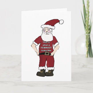 Festividades Cartão de Natal feminista do papai noel