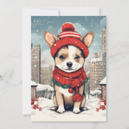 Festividades Cartão de Natal Festivo com Cachorro Adorável
