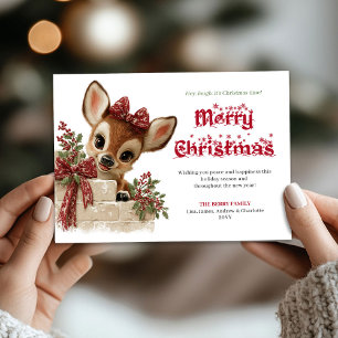 Festividades Cartão de Natal festivo com cervo engraçado espian