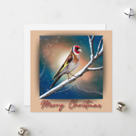 Festividades Cartão de Natal Festivo com Ilustração Goldfinch