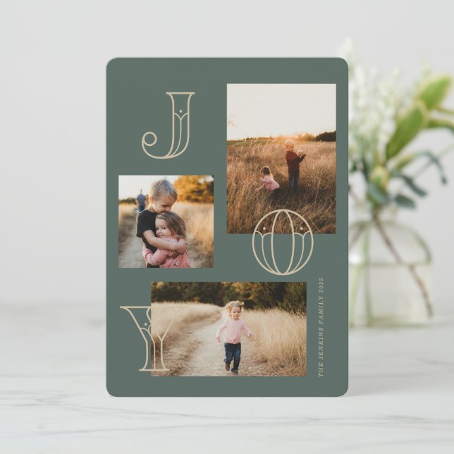 Festividades Cartão de Natal Festivo De 3 Fotos (Em pé/Frente)