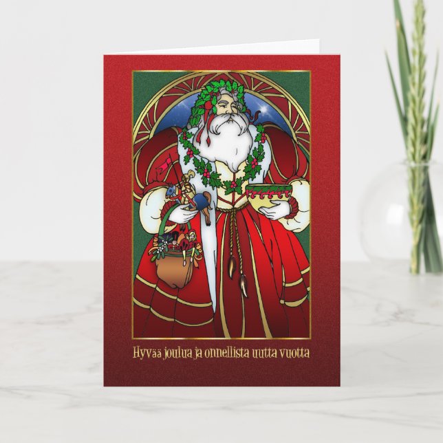 Festividades Cartão de Natal finlandês - joulua de Papai Noel - (Frente)