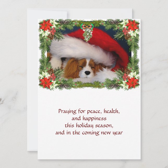 Festividades Cartão de Natal Flat Cavalier King Charles Puppy (Frente)