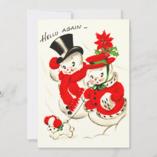 Festividades Cartão de Natal Flat Snowman