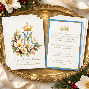 Festividades Cartão de Natal Floral com Monograma Mariano para