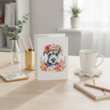 Cartão de Natal Floral de Mini Schnauzer