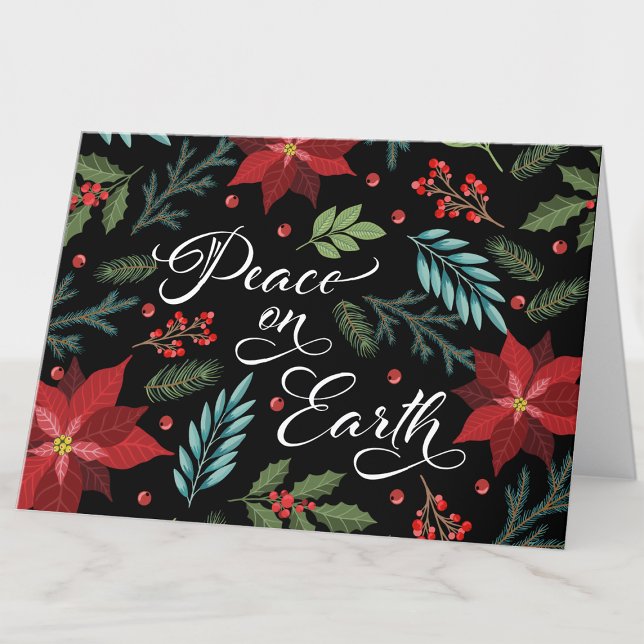 Festividades Cartão de Natal Floral Paz na Terra (Criador carregado)