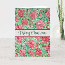 Festividades Cartão de Natal Floral Personalizado Poinsettia