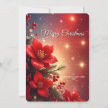 Cartão de Natal Floral Vermelho