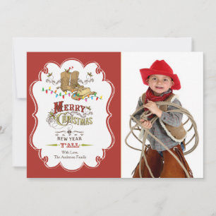 Festividades Cartão de Natal Fofo no Estilo Western