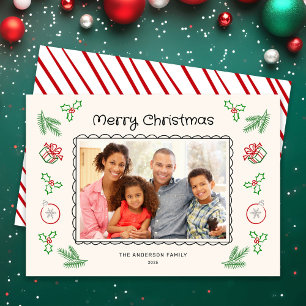 Festividades Cartão de Natal Foto com Doodles Fofo