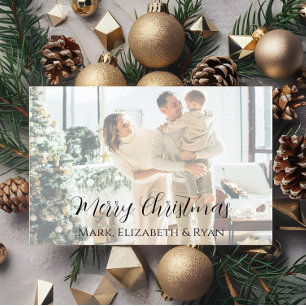 Festividades Cartão de Natal Foto de Família Desbotada