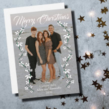Cartão de Natal foto de Natal ano script branco