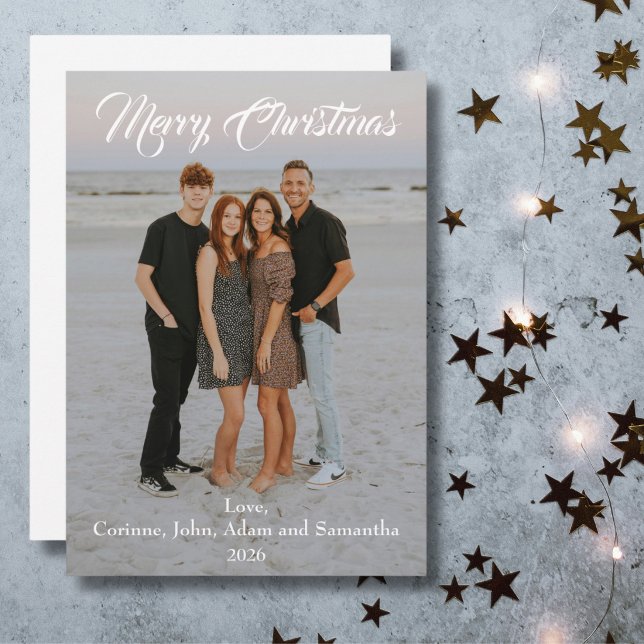 Festividades Cartão de Natal foto de Natal ano script branco (Criador carregado)