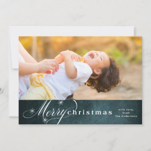 Festividades Cartão de Natal Foto Estrela Verde com Sobreposiçã