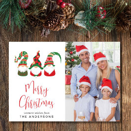 Festividades Cartão de Natal Foto Gnomos Alegre