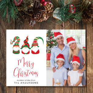 Festividades Cartão de Natal Foto Gnomos Alegre