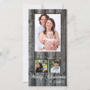 Festividades Cartão de Natal Fotográfico da Country Wood Three