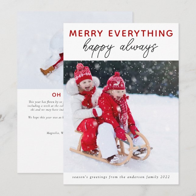 Festividades Cartão de Natal Fotográfico | Feliz Tudo (Frente/Verso)