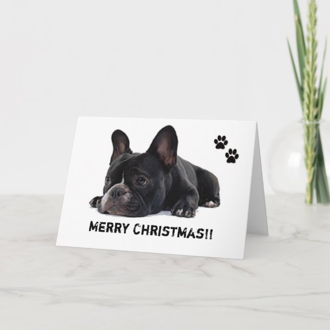 Festividades Cartão de Natal francês Buldogue (Frente)