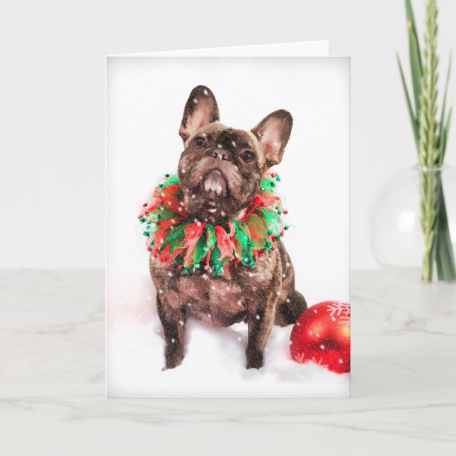 Festividades Cartão de Natal francês Bulldog (Frente)