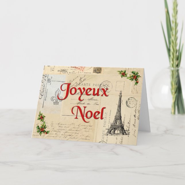 Festividades Cartão de Natal francês dos cartão de Paris (Frente)