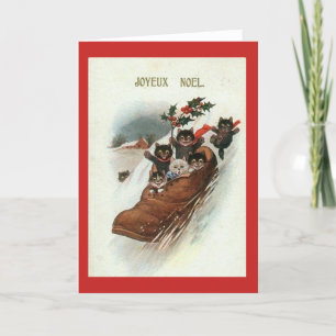 Festividades Cartão de Natal francês dos gatos do vintage -