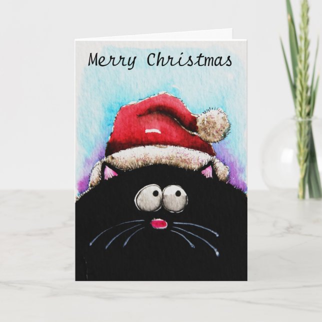 Festividades Cartão de Natal Gato Gordo (Frente)
