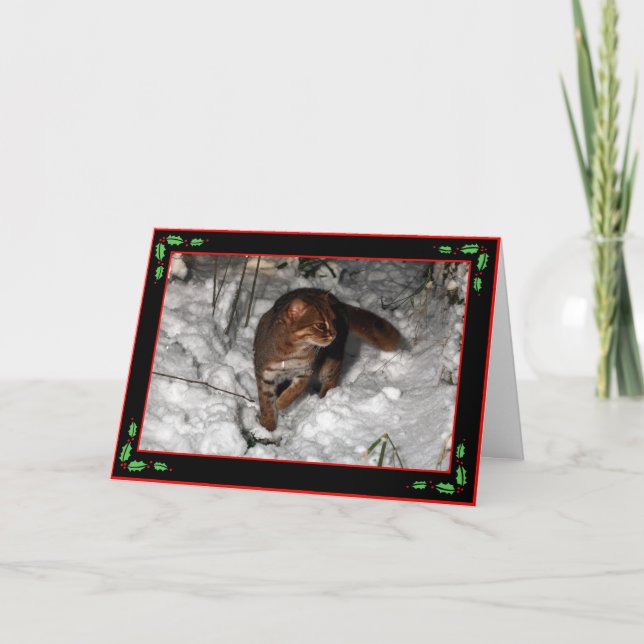 Festividades Cartão de Natal - gato manchado oxidado (preto) (Frente)