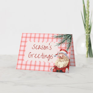 Festividades Cartão de Natal Gingham com Papais noeis Vintage S