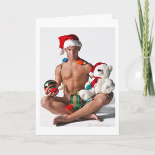 Festividades Cartão de Natal Glitter Pride Gay Hunk Férias