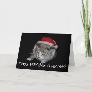 Festividades Cartão de Natal gordo Freaking do gato do Natal da