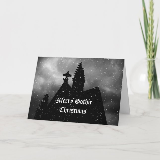 Festividades Cartão de Natal Gótico de feliz (Frente)