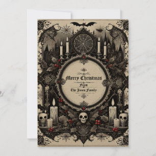 Festividades Cartão de Natal Gótico - Vintage Dark Holiday Gree