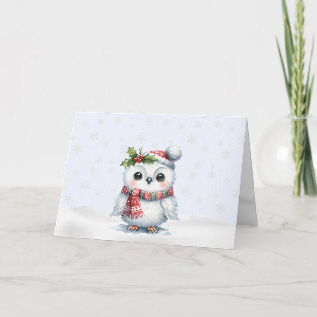 Festividades Cartão de Natal Holiday Owl (Frente)