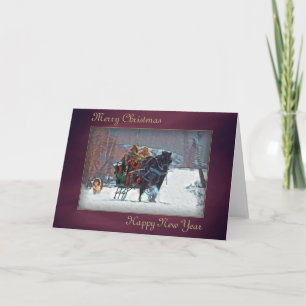 Festividades Cartão de Natal "Horse Sleigh 01"