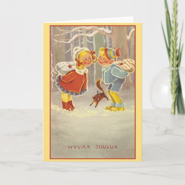 Festividades Cartão de Natal Hyvää Finlandês (Frente)
