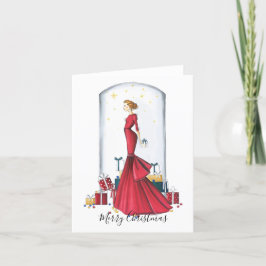 Festividades Cartão de Natal Ilustrado de Moda