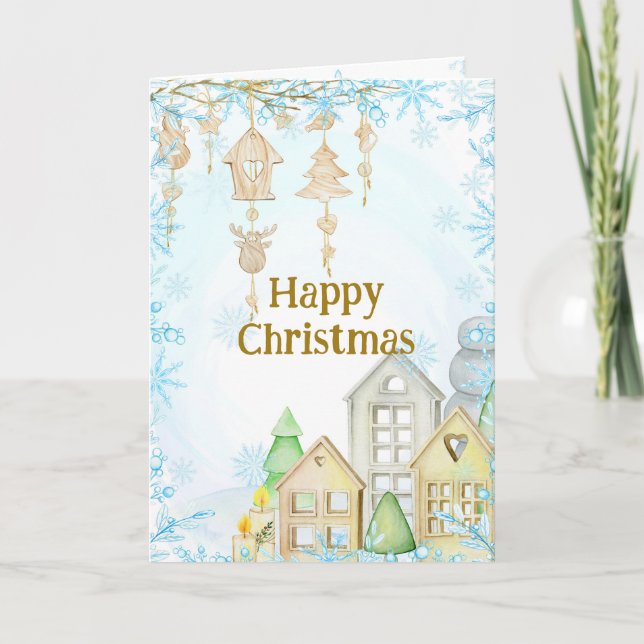 Festividades Cartão de Natal inspirado nos países Escandinavos. (Frente)