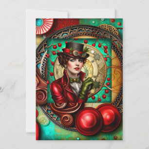 Festividades Cartão de Natal Inspirado Por Senhora Steampunk