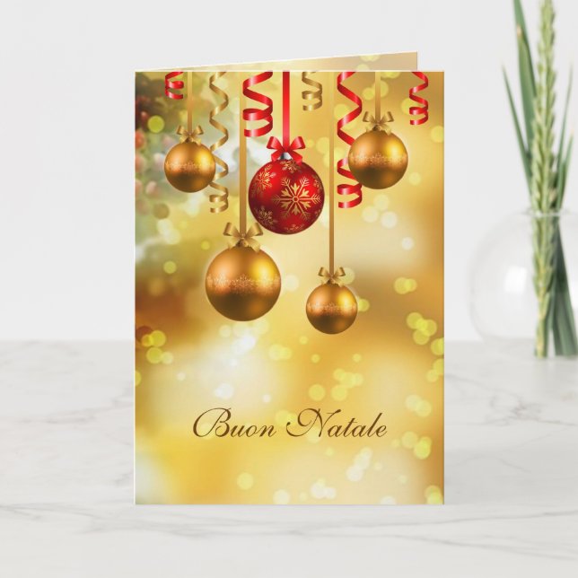 Festividades Cartão de Natal italiano com baubles e fitas (Frente)